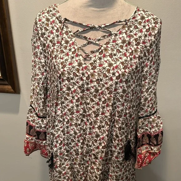 eesome floral print tunic dress NWT L - Picture 4 of 12